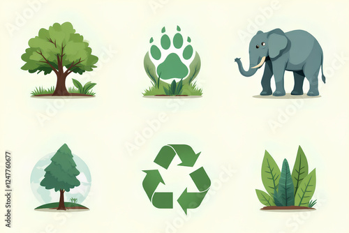 Celebrating World Wildlife Day with elephant tree and recycle elements photo