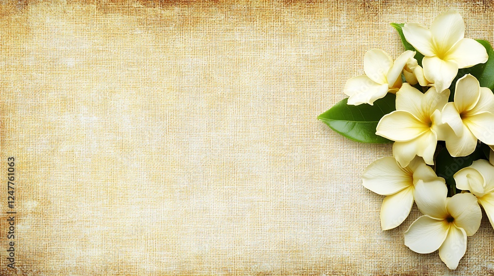 Pale Yellow Plumeria Flowers on Textured Background Pale Yellow Plumeria Flowers on Textured Background