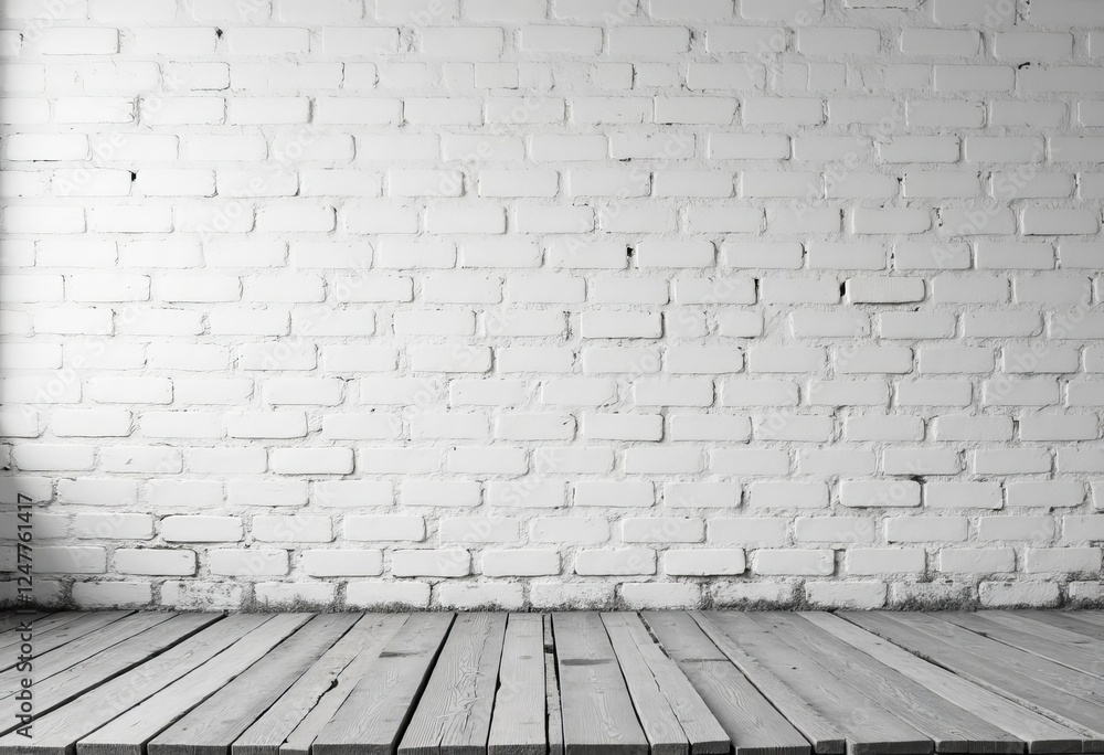 White Brick Wall with Wooden Floor White Brick Wall with Wooden Floor