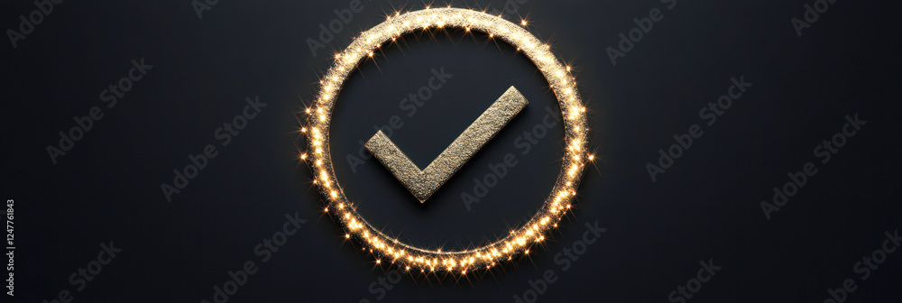 Obraz premium Sparkling checkmark icon digital design graphic minimalist abstract