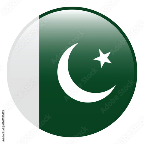 Pakistan flag. Pakistan circle flag logo icon computer vector illustration design. 3d flag.