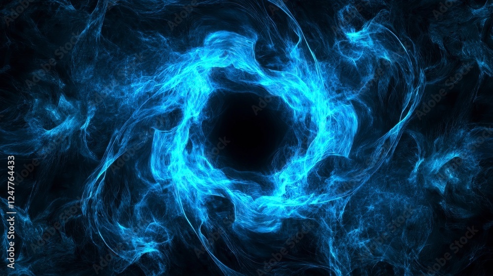 Obraz premium Abstract Blue Energy Swirl with Dark Center in Cosmic Background