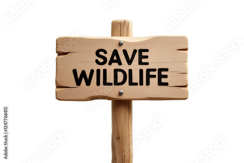 Rustic wooden sign urging everyone to Save Wildlife for World Wildlife Day photo