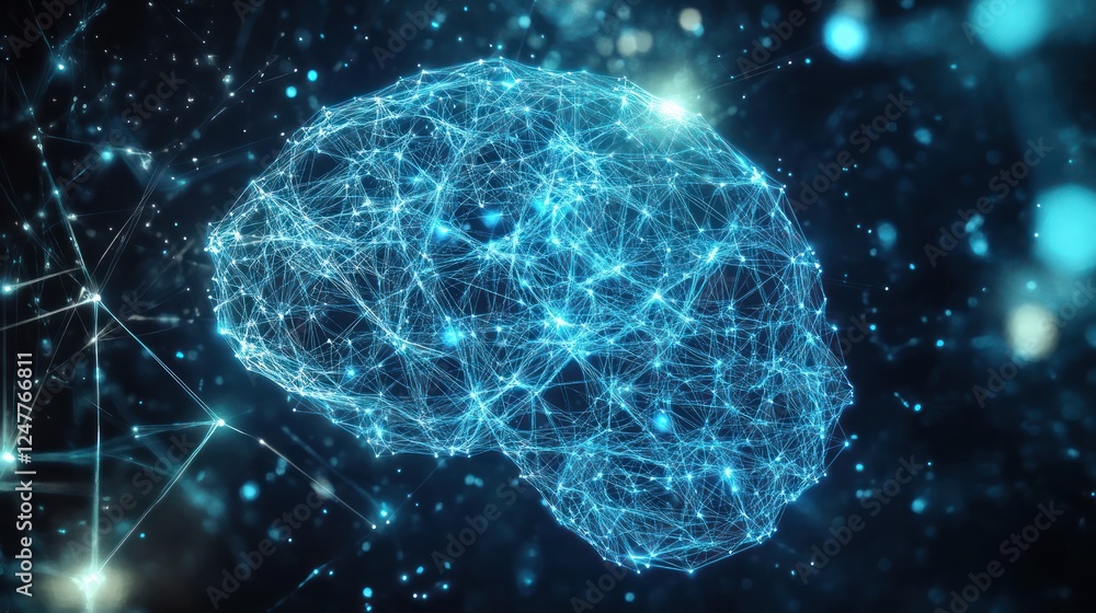 Networked brain, digital connections, abstract background, AI concept Networked brain, digital connections, abstract background, AI concept