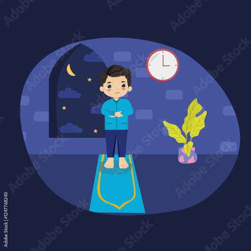 muslim prayer tahajjud flat design ramadhan witr