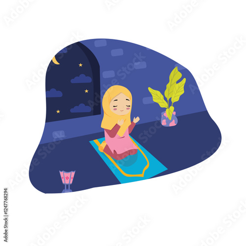 muslim prayer dua after salah tahajjud flat design ramadhan witr