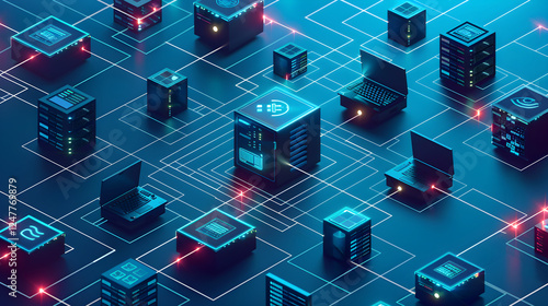 Graphic Representation of Proxy Server Concept in Cybersecurity