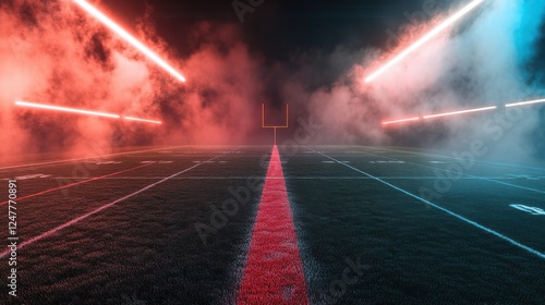 American Football Field Night Game Neon Lights