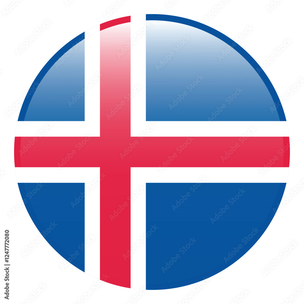 Iceland flag. Iceland circle flag logo icon computer vector illustration design. 3d flag. Iceland flag. Iceland circle flag logo icon computer vector illustration design. 3d flag.
