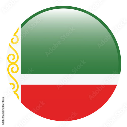 Chechnya flag. Chechnya circle flag logo icon computer vector illustration design. 3d flag.