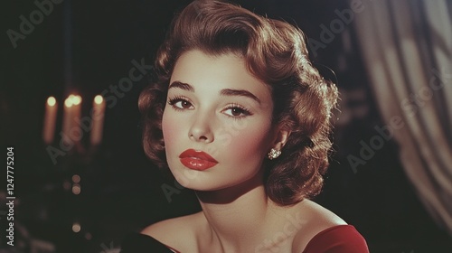 Vintage Hollywood Glamour: A Timeless Portrait of Elegant Beauty