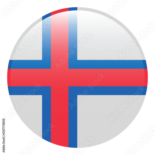 Faroe Islands flag. Faroe Islands circle flag logo icon computer vector illustration design. 3d flag.