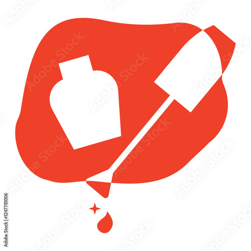 Nail icon. Bottle and brush. Vector