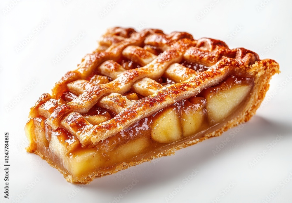 Delicious slice of homemade apple pie with golden crust and caramelized filling, perfect for dessert lovers and festive occasions in culinary photography Delicious slice of homemade apple pie with golden crust and caramelized filling, perfect for dessert lovers and festive occasions in culinary photography