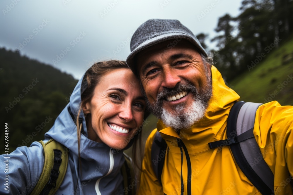 Smiling portrait of a senior Hikers taking a selfie while on hike Smiling portrait of a senior Hikers taking a selfie while on hike