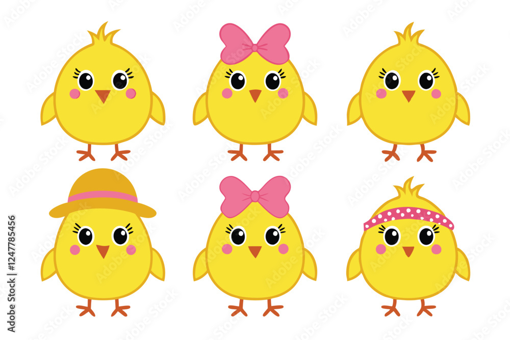 A Bundle of Cute Yellow chick vector cartoon illustration Easter Day A Bundle of Cute Yellow chick vector cartoon illustration Easter Day