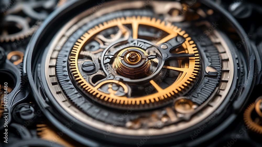 Intricate Gold And Black Watch Gear Mechanism Intricate Gold And Black Watch Gear Mechanism