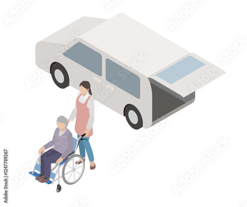 介護サービスでの車の送迎、老人の配車サービス、お出迎え