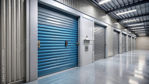 Secure self storage unit with metal door and electronic lock in a modern facility, metal doors photo