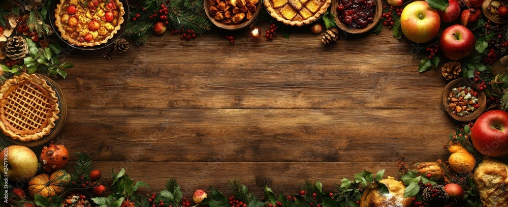Festive Autumn Table Setting with Delicious Pies, Fresh Apples, Nuts, and Seasonal Decor for a Cozy Thanksgiving Gathering Celebration Festive Autumn Table Setting with Delicious Pies, Fresh Apples, Nuts, and Seasonal Decor for a Cozy Thanksgiving Gathering Celebration