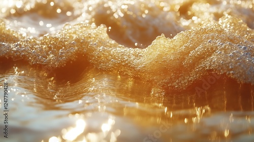 Golden Ocean Waves Sparkling In Sunlight