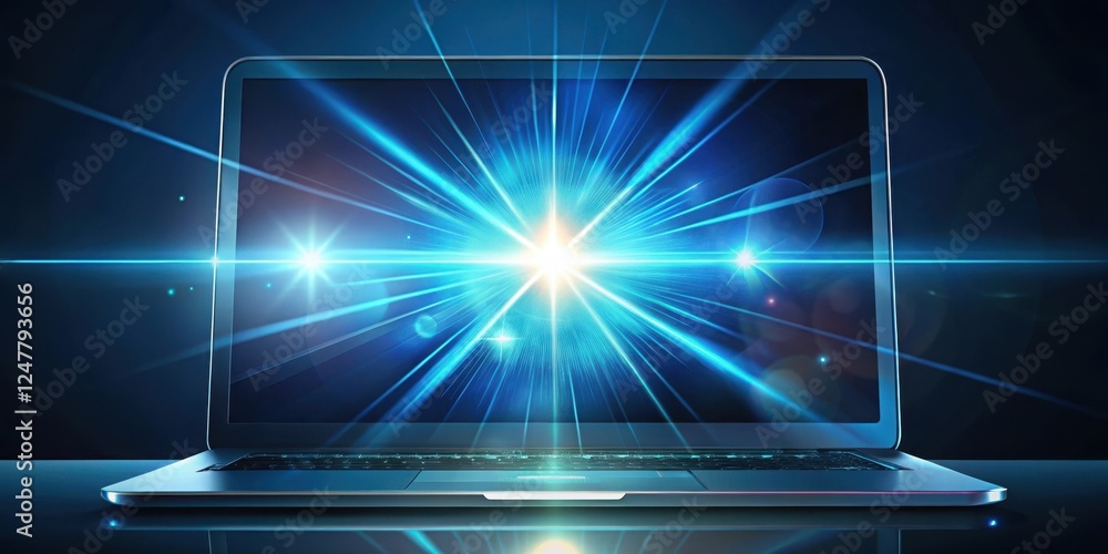 Lens flare effect through glass overlay on a computer screen Lens flare effect through glass overlay on a computer screen