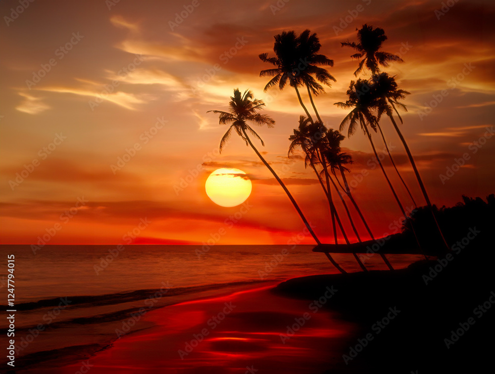 Tropical Sunset Generated image