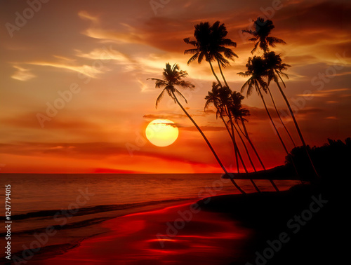 Obraz na płótnie Tropical Sunset Generated image w salonie