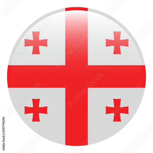 Georgia flag. Georgia circle flag logo icon computer vector illustration design. 3d flag.