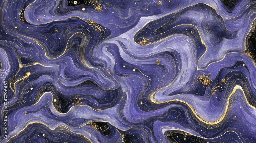 Obraz premium Abstract Purple Swirls with Gold Accents: A Luxurious Marble Texture