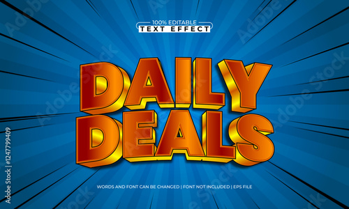 daily deals editable text effect with a sale and discount text style