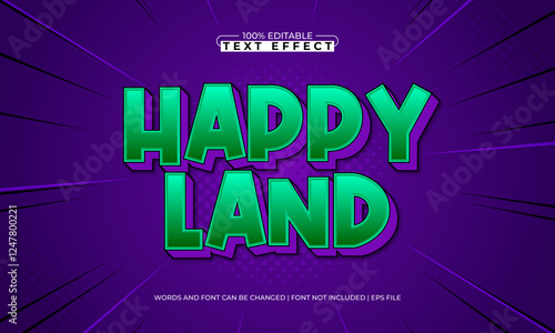 happy land editable text effect with a game and kids text style