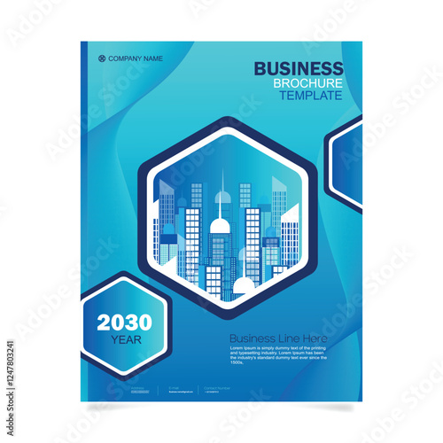 Brochure geometric hexagon layout design template, Annual report, Leaflet, Advertising, poster, Magazine