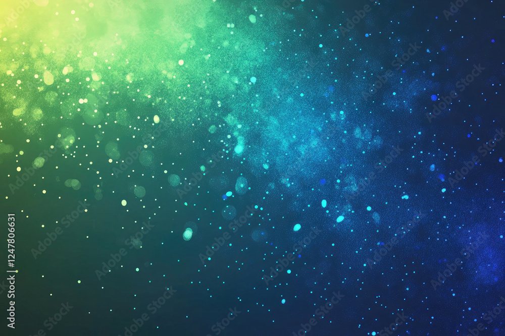 Naklejka premium Abstract Gradient with Green and Blue Dusty Light Particles