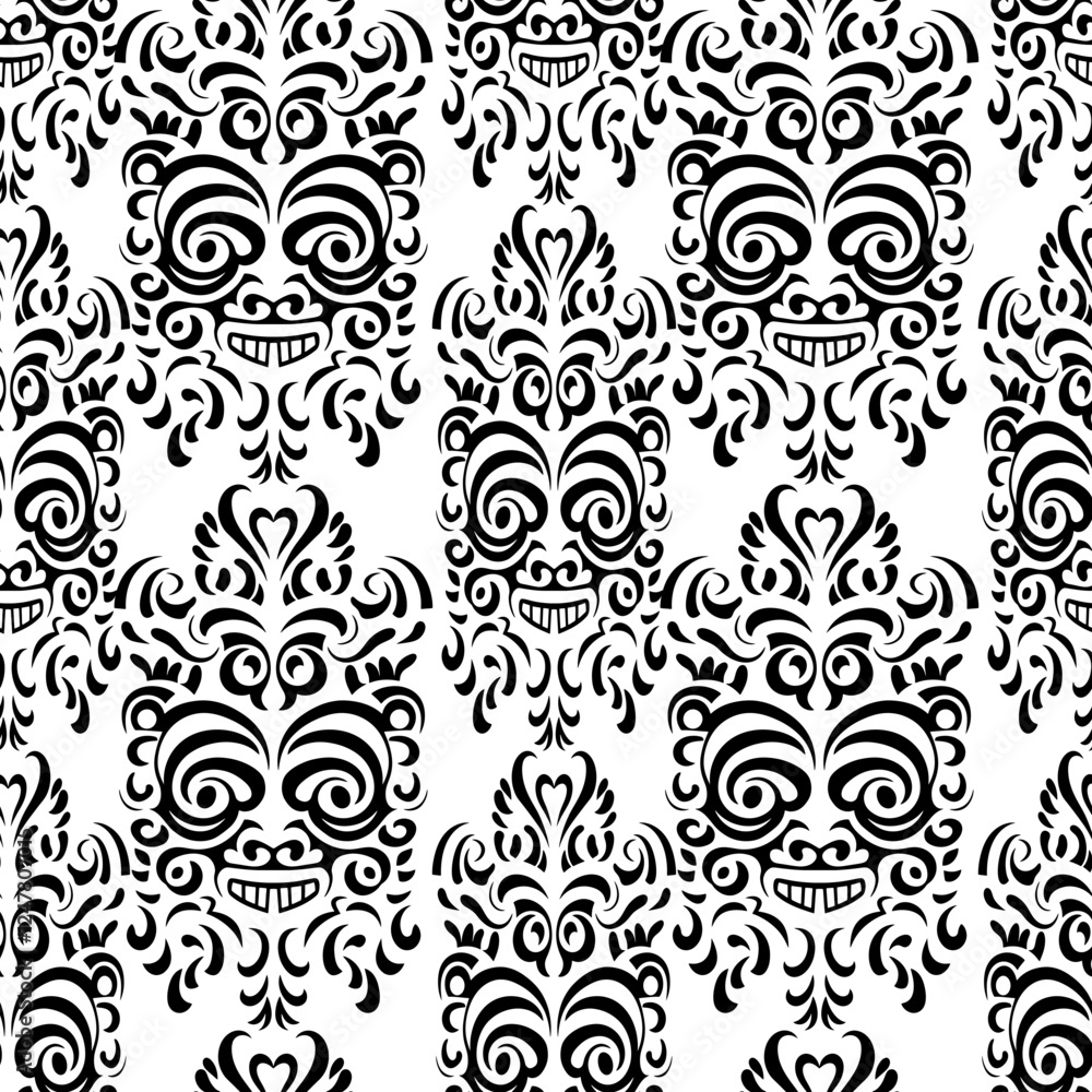 Tribal face seamless pattern Tribal face seamless pattern