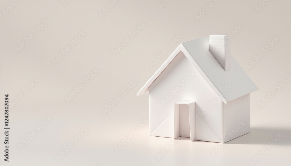 Charming Origami House with Precise Folds and Minimalist Background Charming Origami House with Precise Folds and Minimalist Background