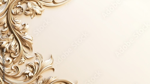 Elegant Gold Ornate Floral Design Corner Border