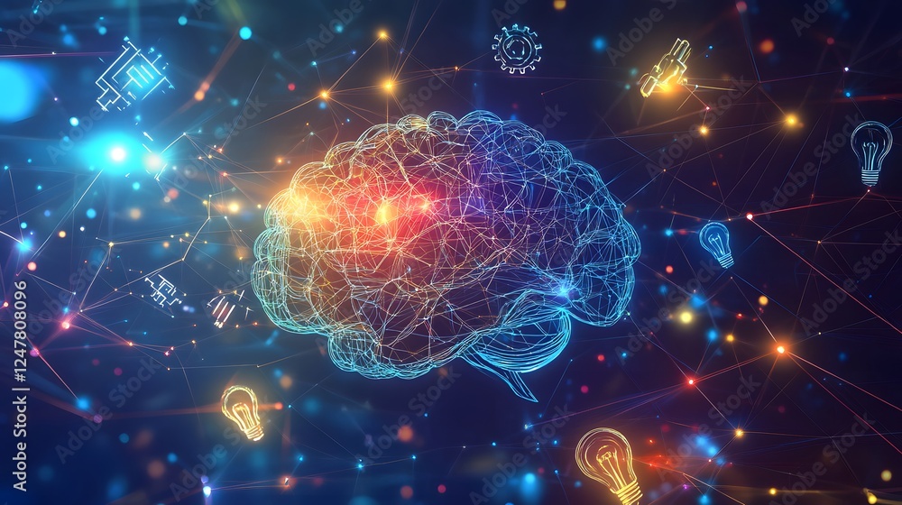 Networked Brain Illuminated By Ideas And Innovation Networked Brain Illuminated By Ideas And Innovation