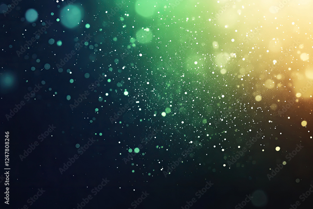 Fototapeta premium Abstract Gradient with Green and Blue Dusty Light Particles