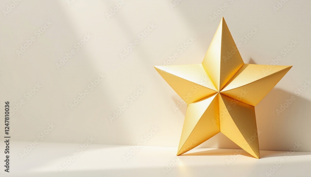 Radiant Origami Star with Symmetrical Design and Minimalist Background Radiant Origami Star with Symmetrical Design and Minimalist Background