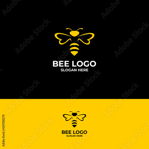bee hive honey logo illustration