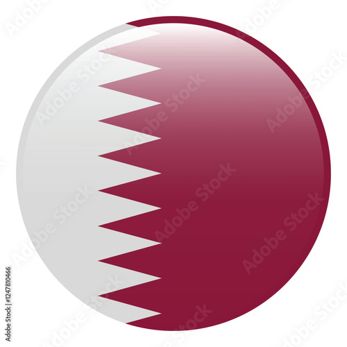 Qatar flag. Qatar circle flag logo icon computer vector illustration design. 3d flag.