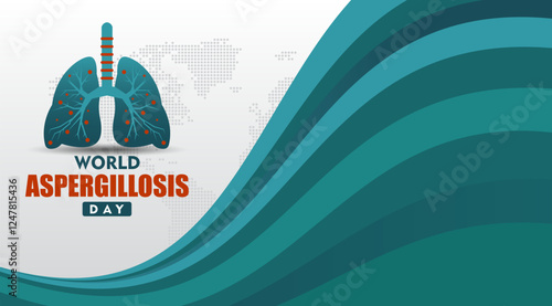 World aspergillosis day. With ribbons and human lungs. Template design for banner, greeting card, poster, print, social media post, flyer, background