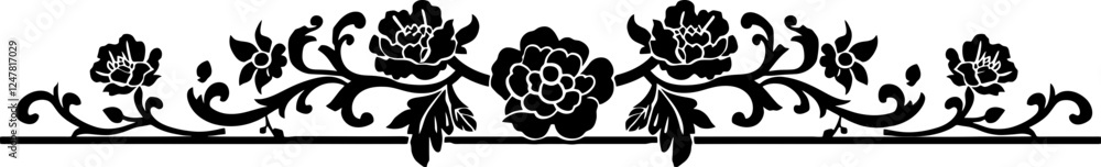 Fototapeta premium Chinese flower footer border
