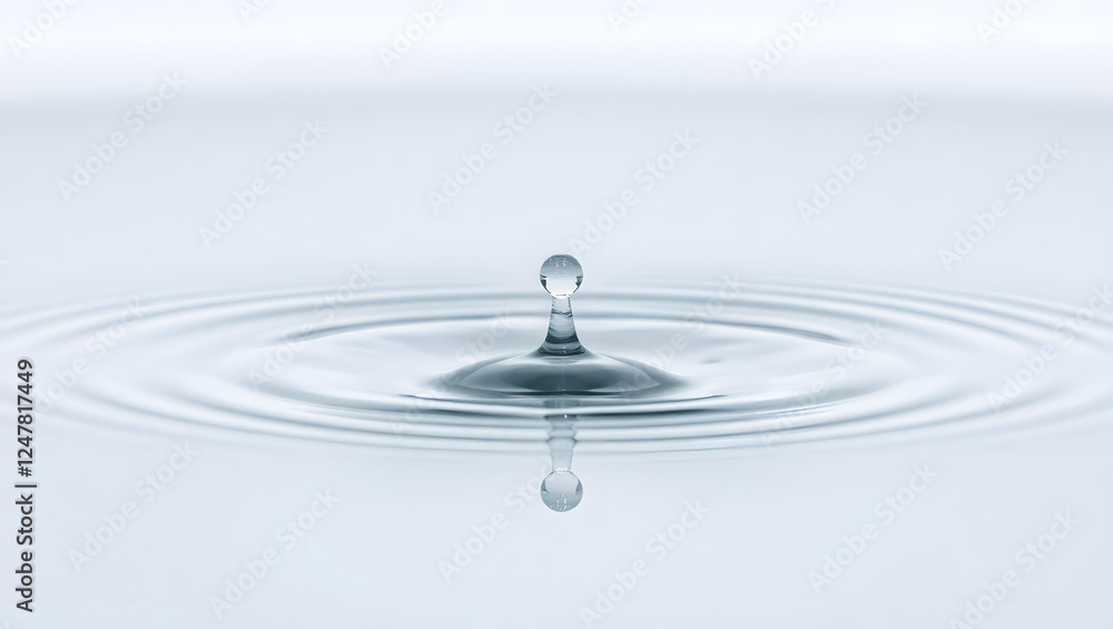 macro shot of a solitary, translucent water droplet frozen in mid-air