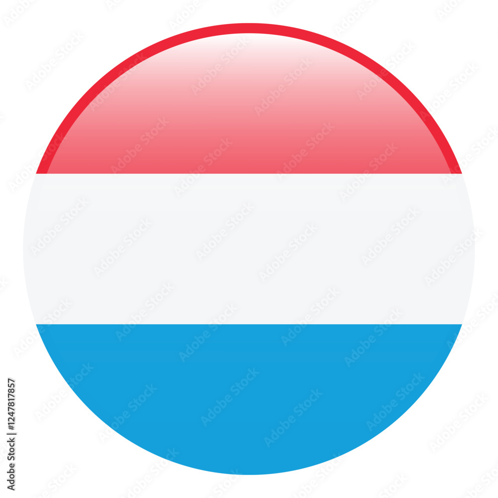 Naklejka premium Luxembourg flag. Luxembourg circle flag 3d logo icon computer vector illustration design