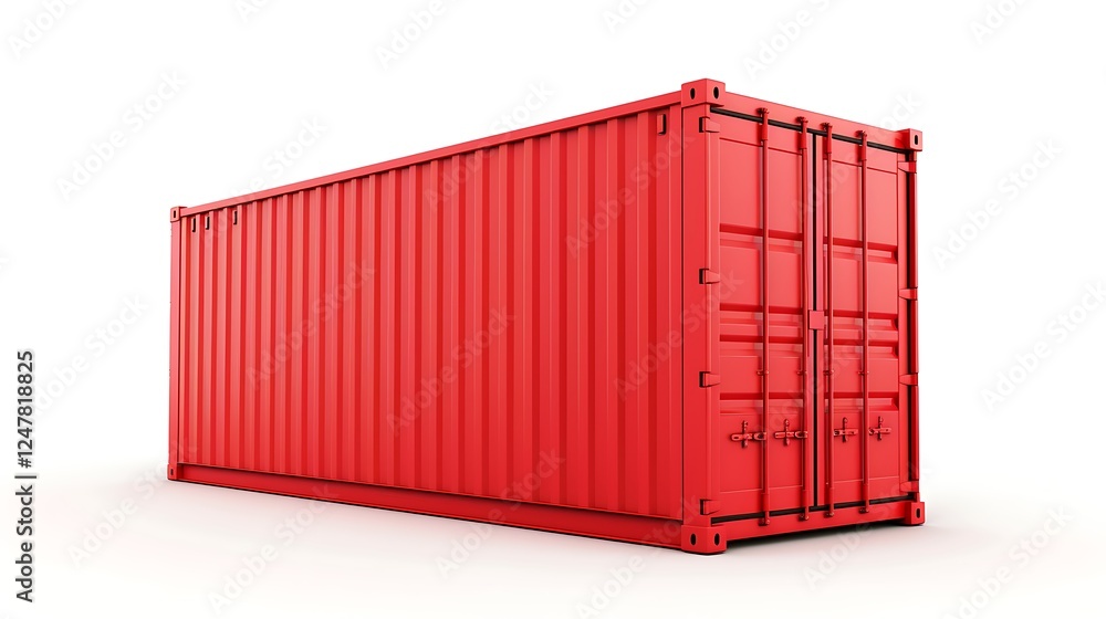 Red Cargo Container isolated on white background Red Cargo Container isolated on white background