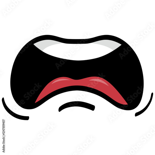 Mouth Crying Cartoon Face Expression Drawing Vector Illustration