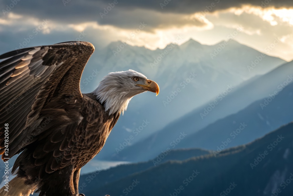 Fototapeta premium Majestic Eagle Soaring: Cockpit View, Avian Perspective, Nature's Majesty