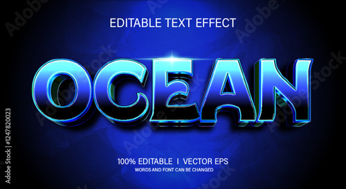 ocean 3d vector text effect with modern style design